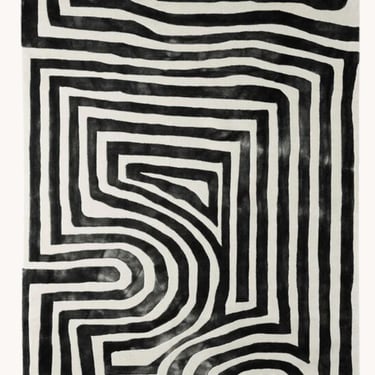 Psychedelic Labyrinth Charcoal Dip Dye Rug