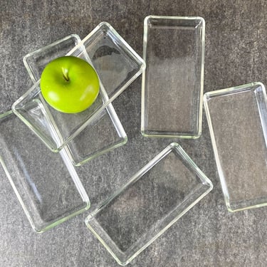 Rectangular glass tapas/appetizer plates - set of 6 - 1960s vintage 