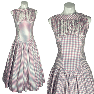 1950’s Pink and Gray Gingham Dress Size S
