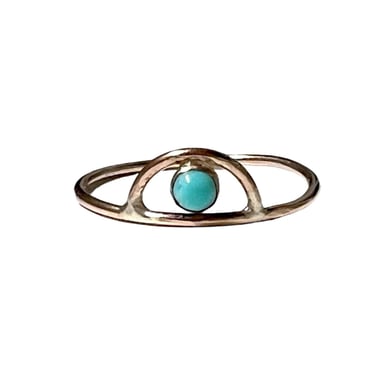 Turquoise Crocodile Eye Ring in 14k Goldfill Handmade Arch Ring Geometric December Birthstone 