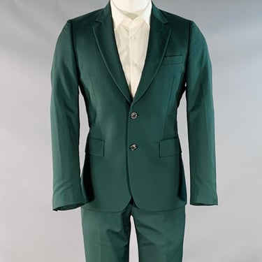 PAUL SMITH Size 38 Regular Green Wool Mohair Notch Lapel Suit