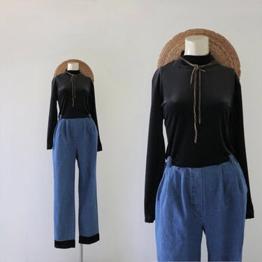 velvet + denim jumpsuit - s 