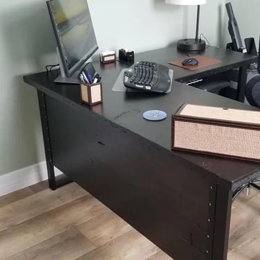 Legs and Hardware for L shaped desk with wall. 