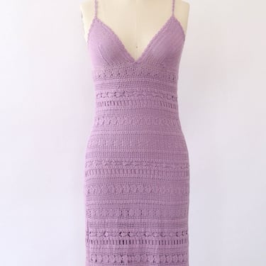 Lilac Crochet Midi Dress M