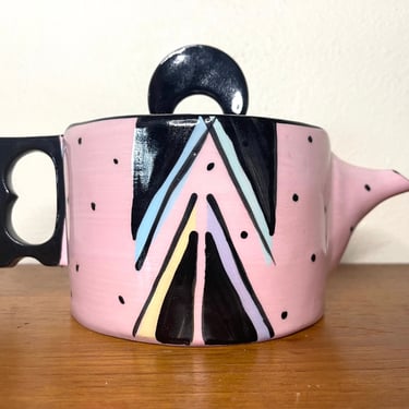Vintage 1980s Dorothy Hafner Style Ceramic Teapot Tea Pot 