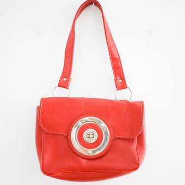 1960s Red Patent Vinyl Shoulder Bag 