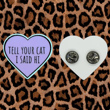 Tell Your Cat I Said Hi Pin Funny Kitty Brooch 