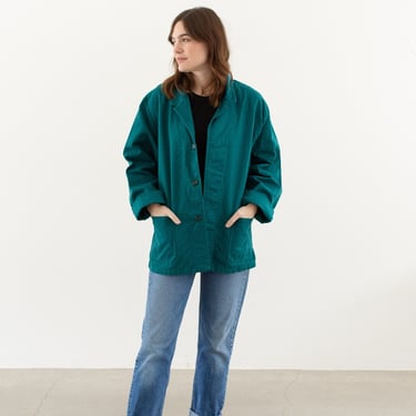 Vintage Emerald Green Chore Jacket | Unisex Cotton Utility Work | Made in Italy | M L | IT424 