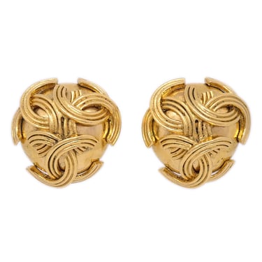 CHANEL 1994 Triple CC Earrings Clip-On Gold