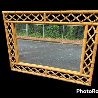Fabulous HUGE vintage bamboo mirror 