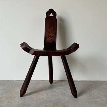 Vintage Spanish Primitive Hand Carved  Birthing Chair 