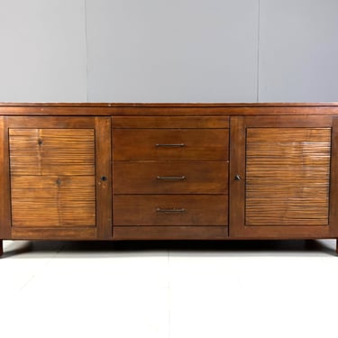 Vintage  bamboo sideboard, 1970s - mid century wooden sideboard - vintage bamboo credenza - vintage cupboard - vintage buffet 