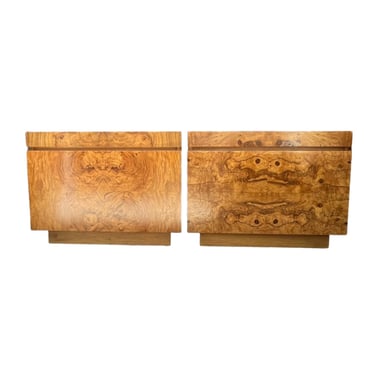 Free Shipping Within Continental US - Vintage Mid Century Modern Burl Wood End Table or Night Stand Set of Two 