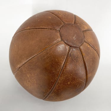 Large Vintage Brown Leather Medicine Ball, 1930's / Heavy Genuine Leather Ball / Vintage Sport / Exercise Accessories 