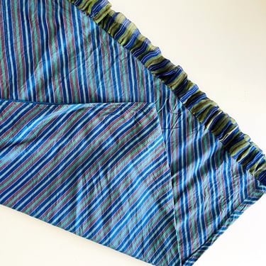 Dosa 100% Silk Ruffle Trim Blue & Green Striped Mini Skirt Size 2 
