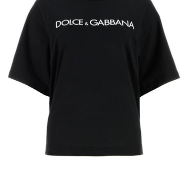 Dolce & Gabbana Woman Black Cotton T-Shirt