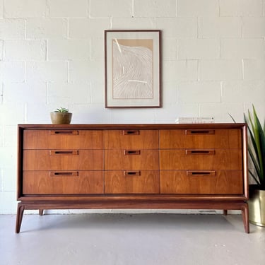 Mid Century Walnut Triple Dresser by United