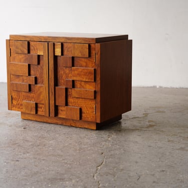 Mid Century Modern Paul Evans Style Lane Staccato Brutalist Nightstand EndTable 