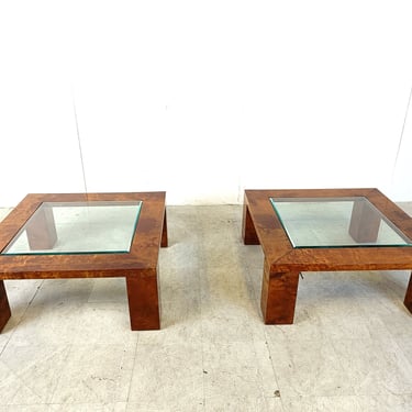 Aldo Tura Lacquered Goatskin Coffee Tables, 1960s - set of 2  - italian coffee table - vintage glass coffee tables - aldo tura coffee tables 