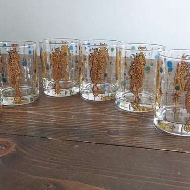 Culver Mardi Gras Cocktail Glasses 