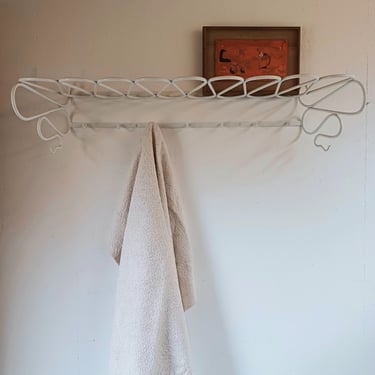 White Coated Metal Curved Coat Rack