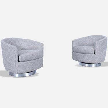 Vintage Chrome Swivel Lounge Chairs by Milo Baughman for Thayer Coggin