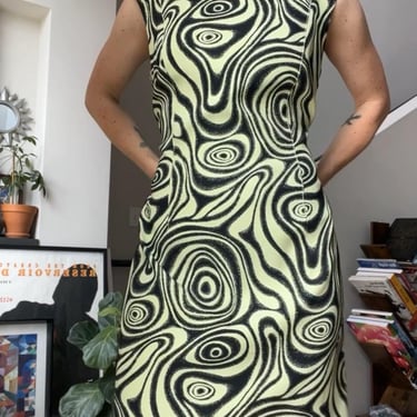 VTG Green/Black Spiral Mini Dress 