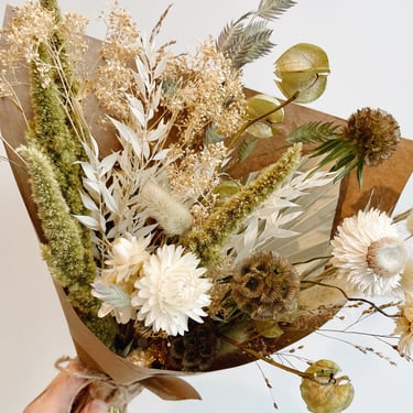Large Autumn Green Dried Arrangement by Pansy Floral