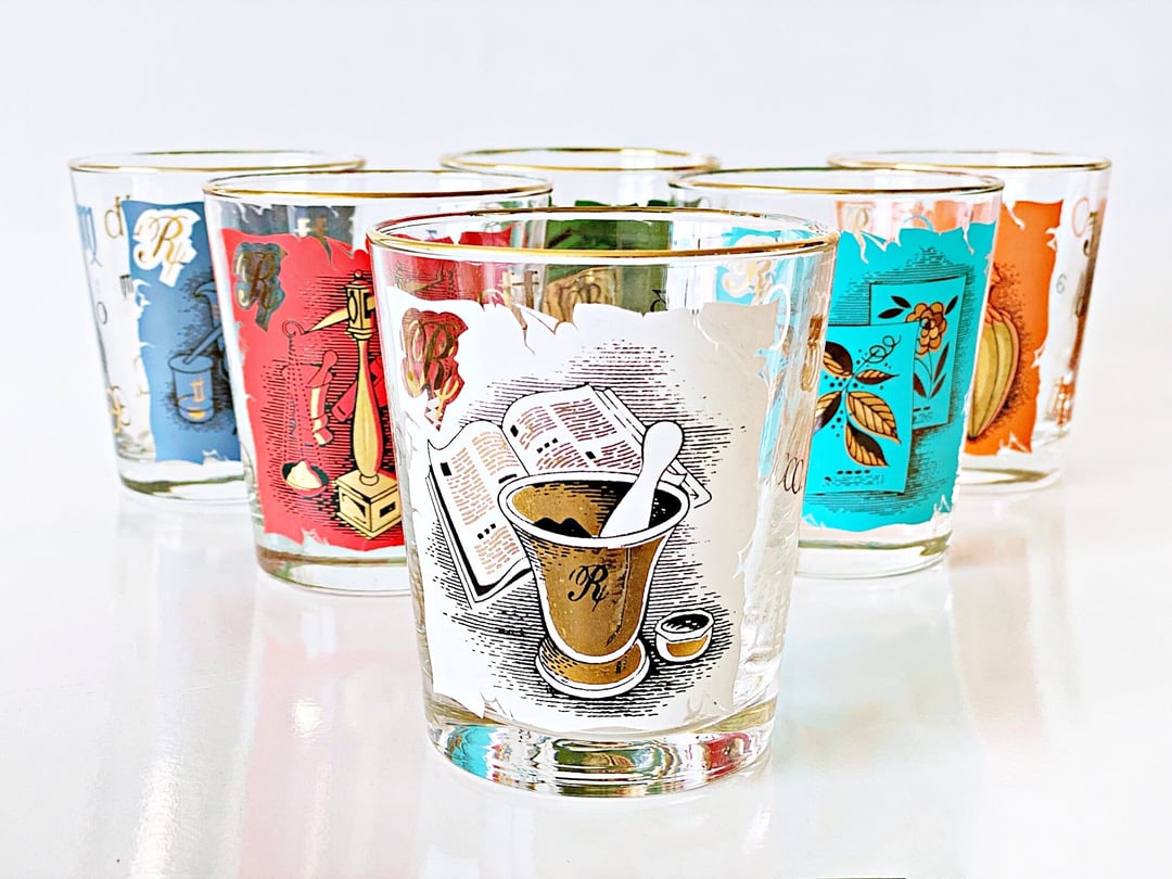 6 Old fashioned cocktail glasses Pharmacy Alchemist Barware Tumblers