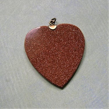Antique Victorian Goldstone Heart Pendant; Large Heart Pendant; Old Goldstone Heart Pendant  (#3704) 
