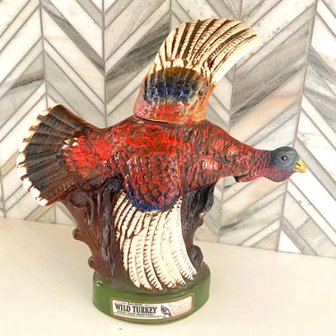 Vintage Wild Turkey Decanter, Austin Nichols No. 3, In Flight, Spread Wings, Empty Liquor Bottle, Retro Wildlife, Bar, Barware 