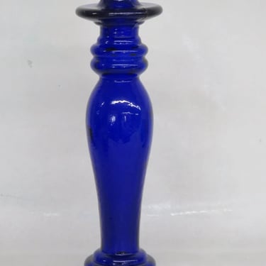 Cobalt Blue Art Glass Made in Italy Tall Candle Holder 3145B
