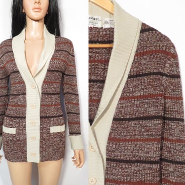 Vintage 70s Wool Striped Cardigan Size S/M 