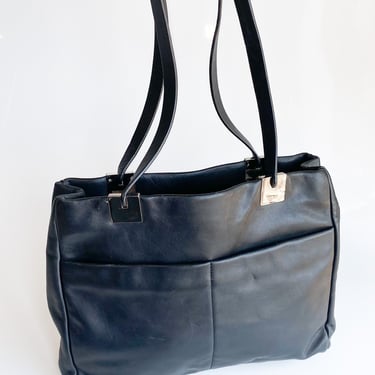 Y2K DNKY Black Leather Shoulder Bag