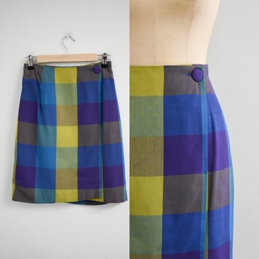1990s Windowpane Plaid Mini Skirt 