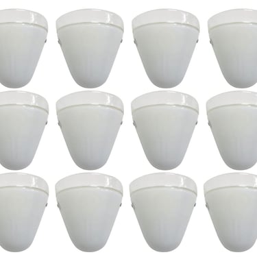 Set of Twelve Milky White Murano Glass Sconces by Leucos. Italy, 1960's.