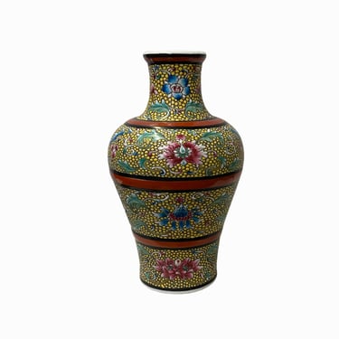 Oriental Yellow Thick Doped Color Bats Flowers Ceramic Vase ws2450E 