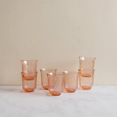 vintage french rosaline glasses, set of 7