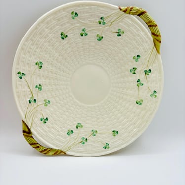 Vintage Belleek Shamrock Handled Round Cake Serving Plate by LeChalet