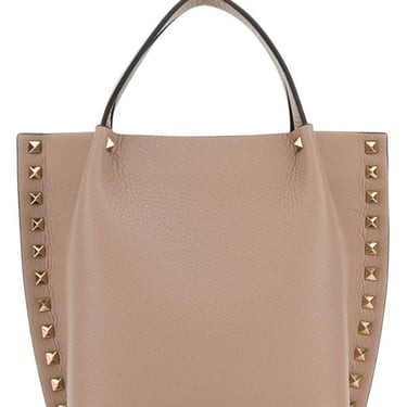 Valentino Garavani Woman Antiqued Pink Leather Rockstud Handbag