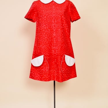 Red 60s Peter Pan Shift Dress