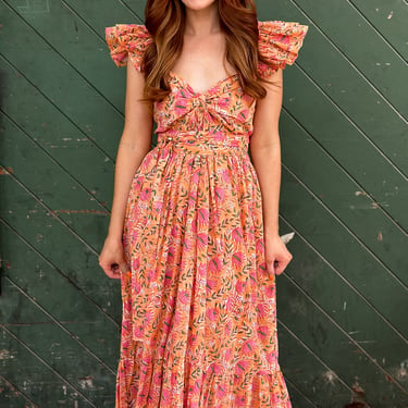 Bohemian Gemme Parker Dress- Peach Floral