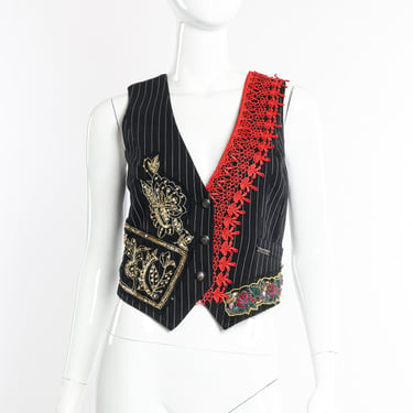 Embellished Pinstripe Vest