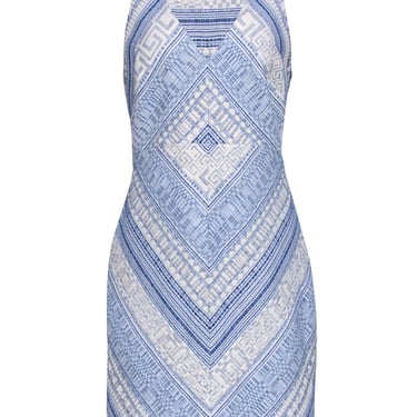 Amanda Uprichard - Blue & White Sleeveless Sheath Mini Dress Sz L