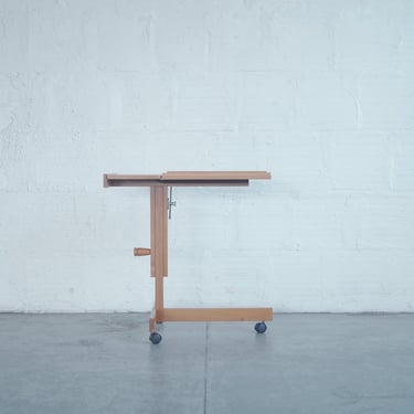Danish Teak Adjustable Rolling Tray Table