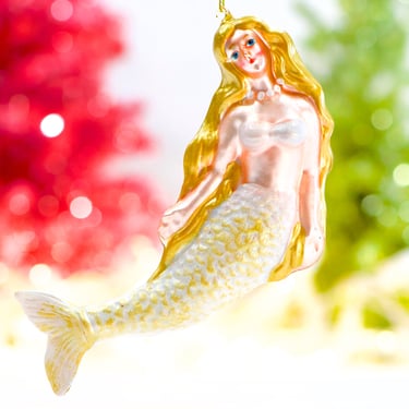 VINTAGE: 6" Large Mermaid Ornament - Hand Painted Ornament - Horse - Christmas - SKU 30-409-00014621 