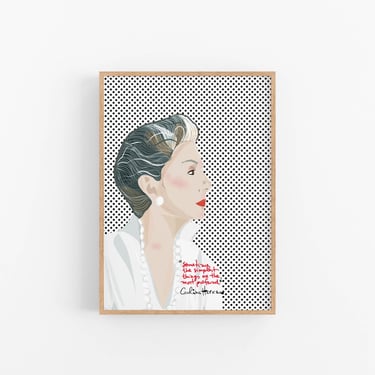 Carolina Herrera Portrait, Art Print, Cubicle Decor, Fashionista Gift 