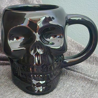 HALLOWEEN Decor Black Skull Mug Ceramic coffee cups 