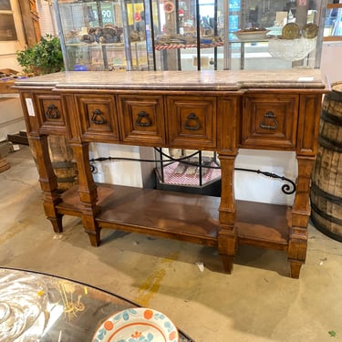 Solid Wood Sideboard with Stone Top