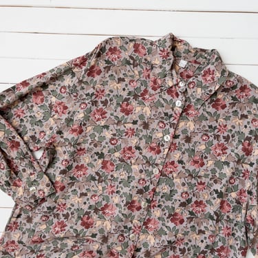 cute cottagecore blouse | 80s 90s plus size vintage mauve purple gray pink dark academia long sleeve blouse 